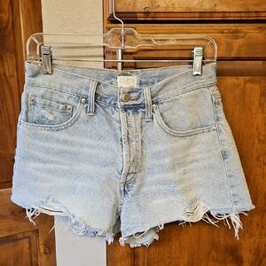 Z Supply Light Wash Frayed Hem Denim Shorts